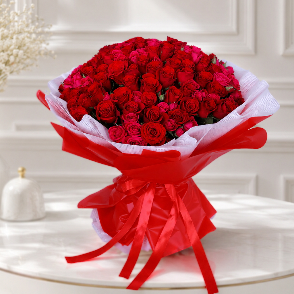 Elegant 100 Red Rose Bouquet - Romantic Gift