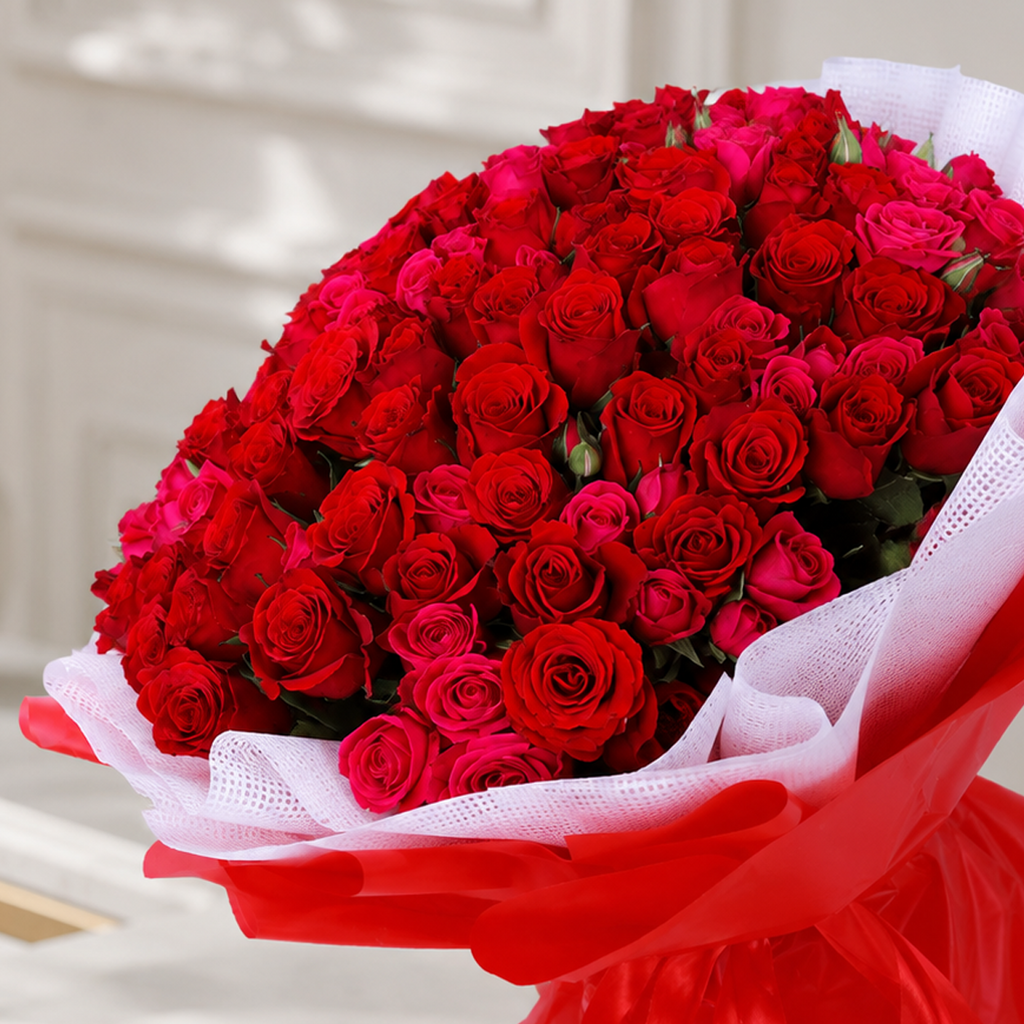 Elegant 100 Red Rose Bouquet - Romantic Gift