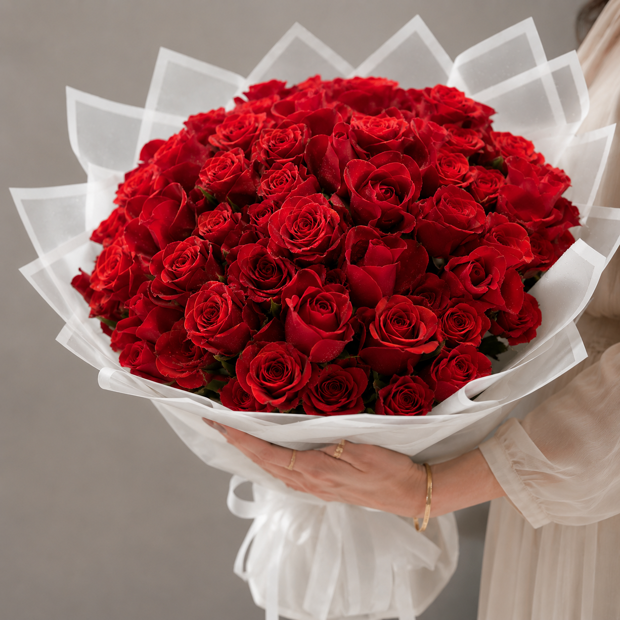 Romantic 100 Red Roses Arrangement