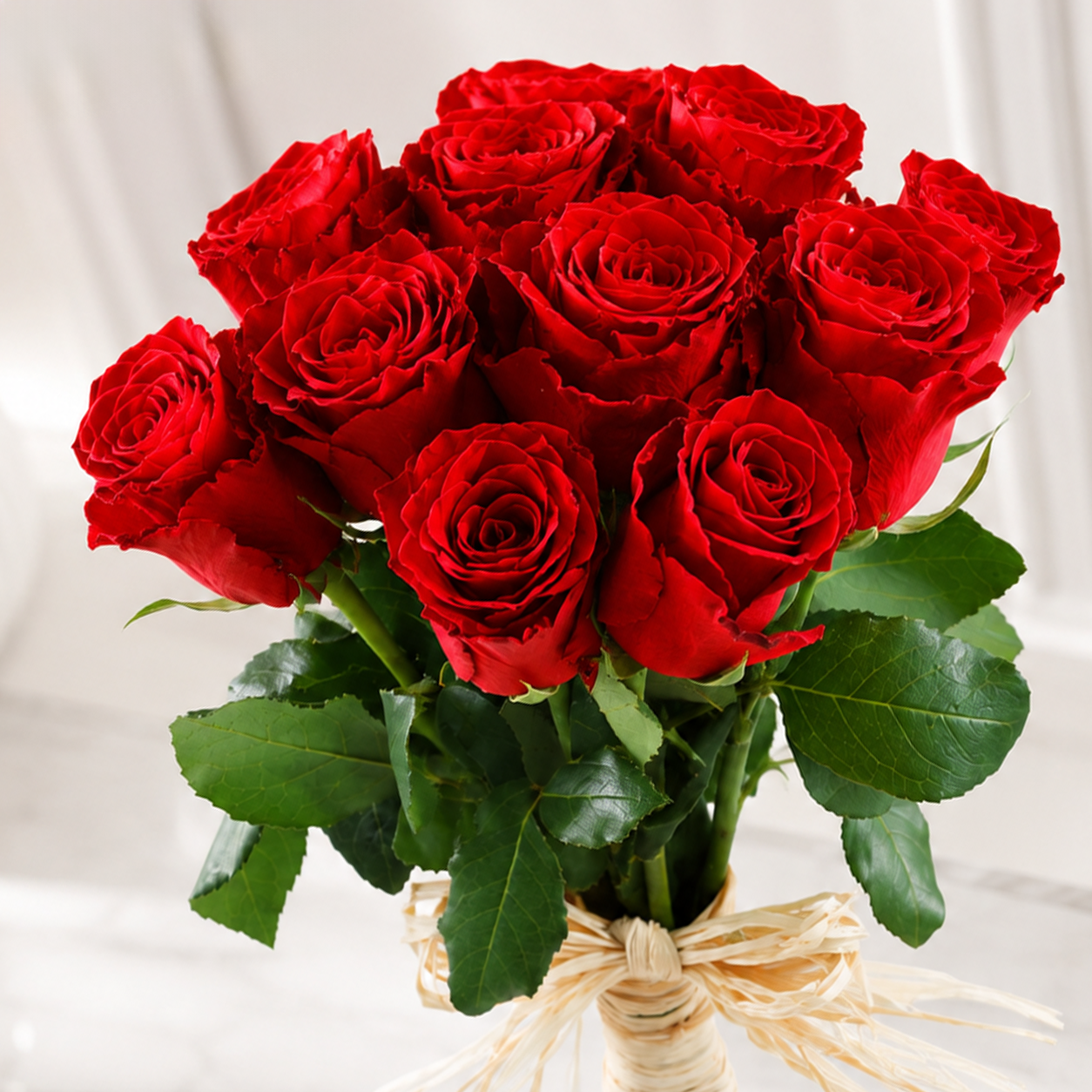 12 Fresh Red Roses Bouquet - A Classic Expression of Love