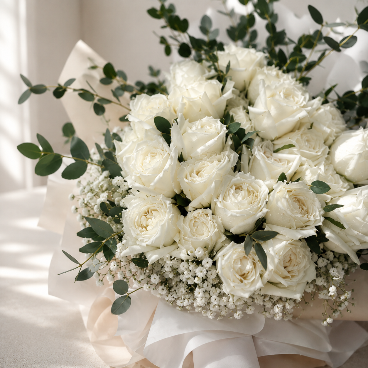 Bouquet of 20 White Roses – Express Your Emotions