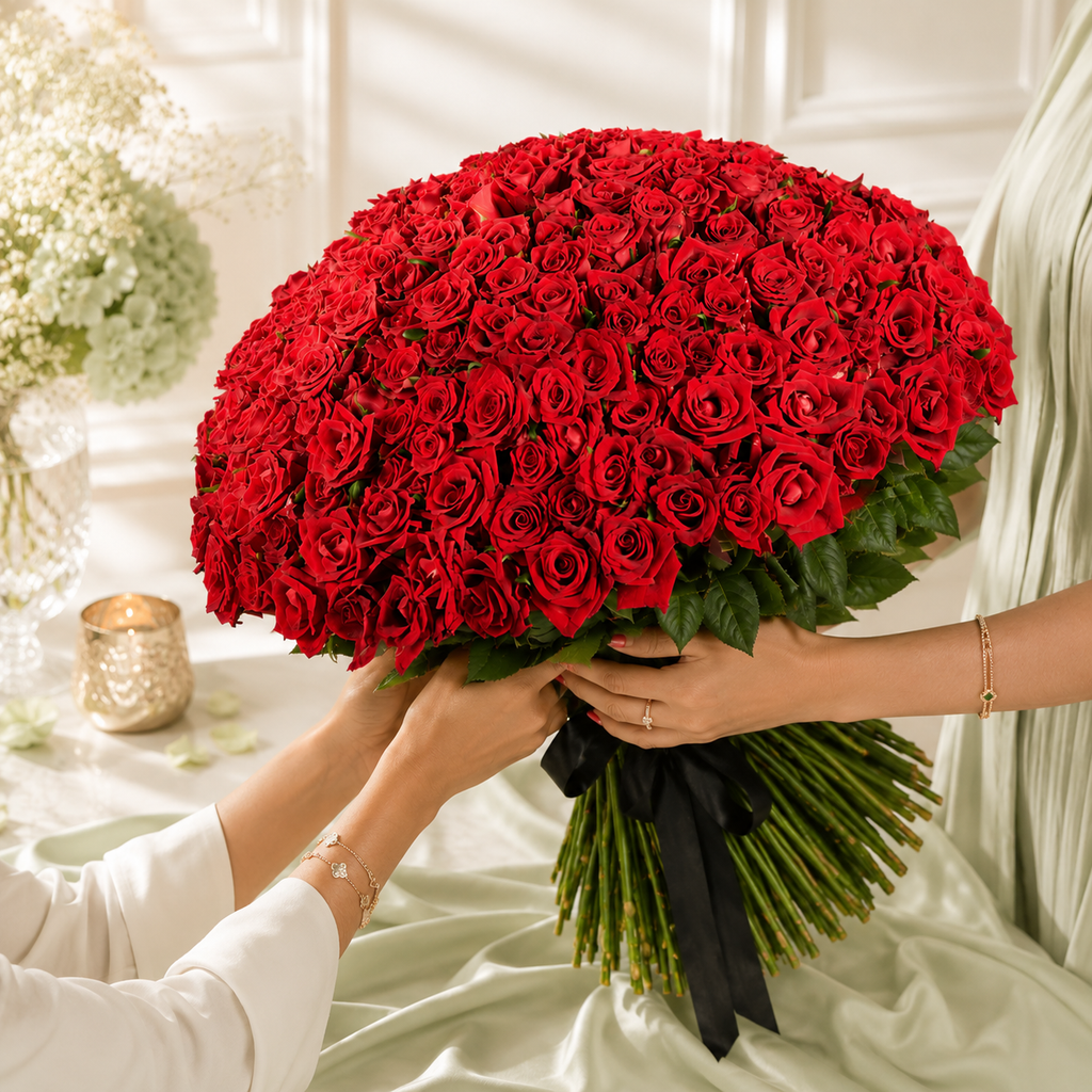 250 Red Roses Bouquet – Luxurious Gift for Loved Ones