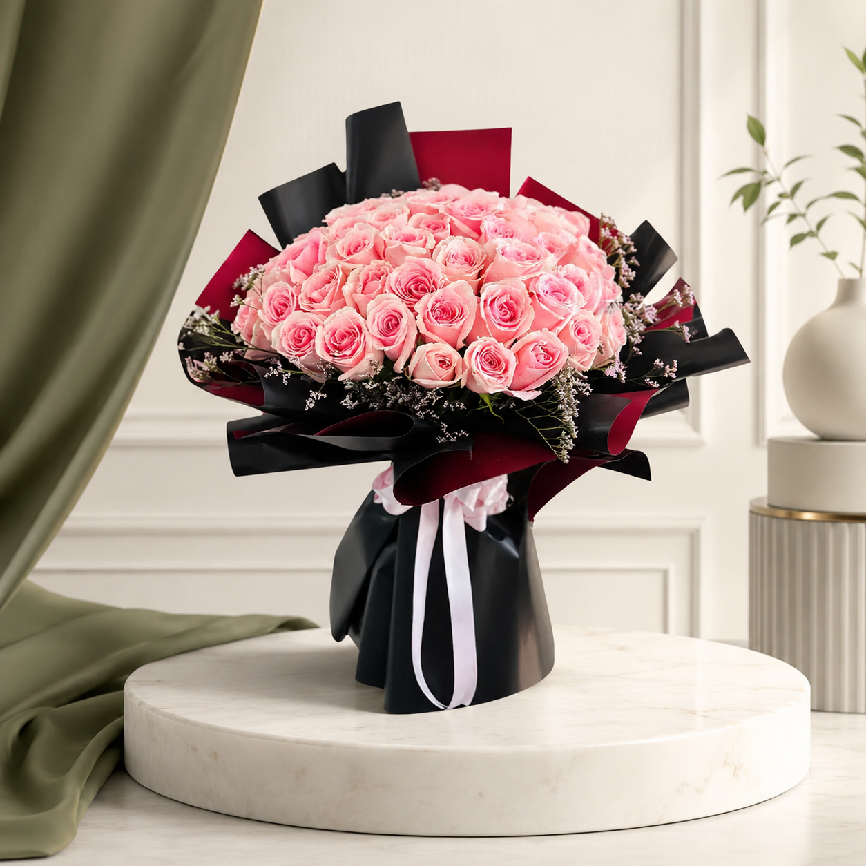 Symphony of 40 Delicate Pink Roses