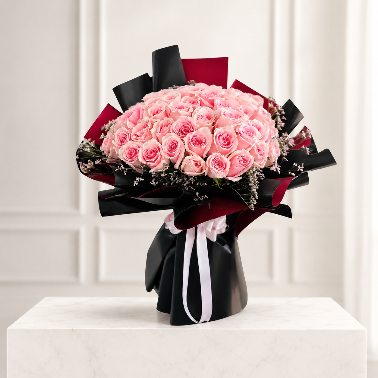 Symphony of 40 Delicate Pink Roses
