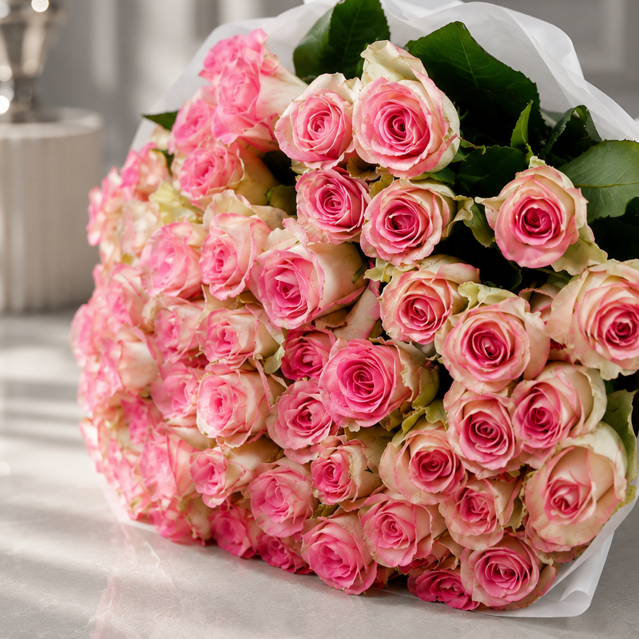 Bouquet of 50 Pink Roses – Perfect Gift