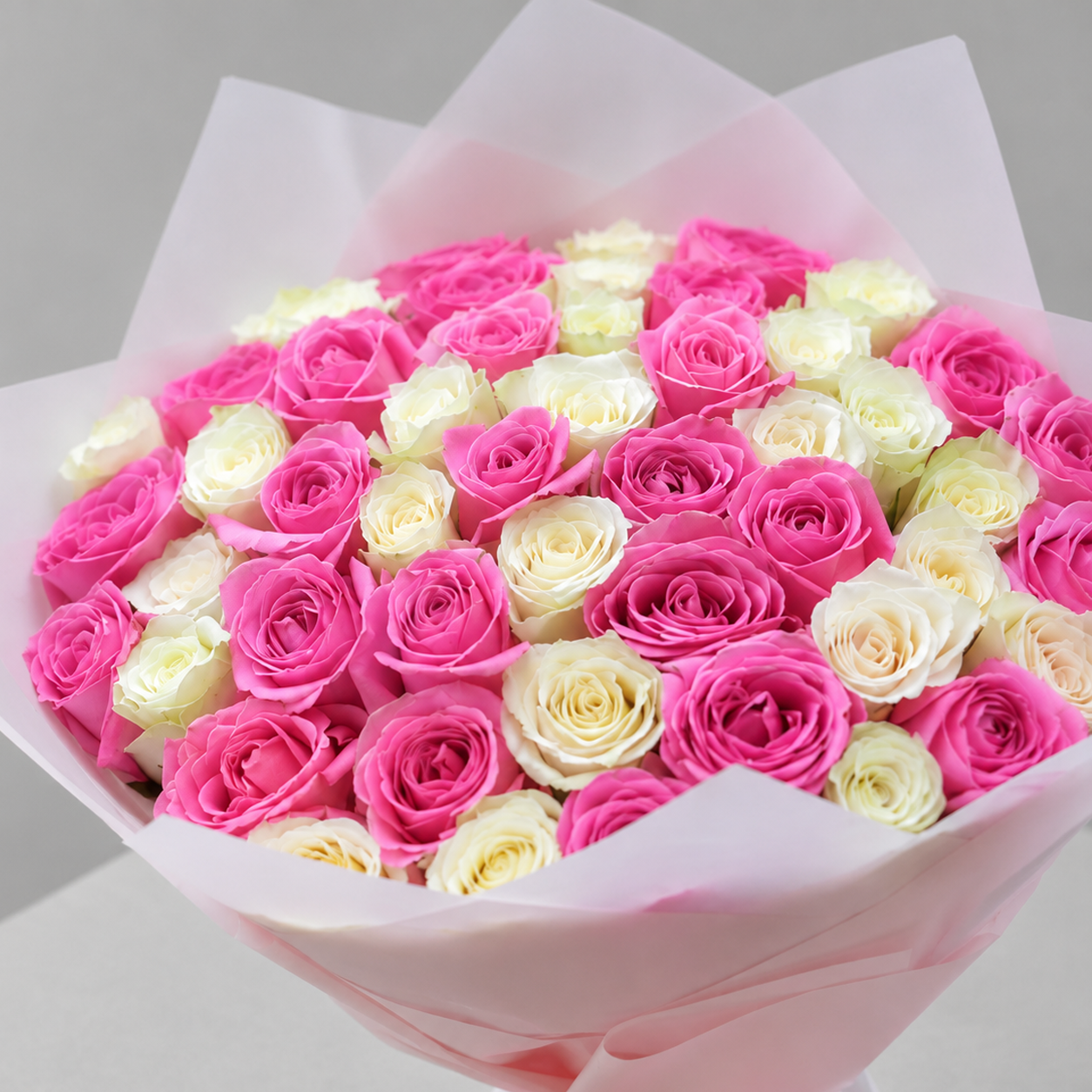 51 Pink & White Roses - Handpicked & Fresh