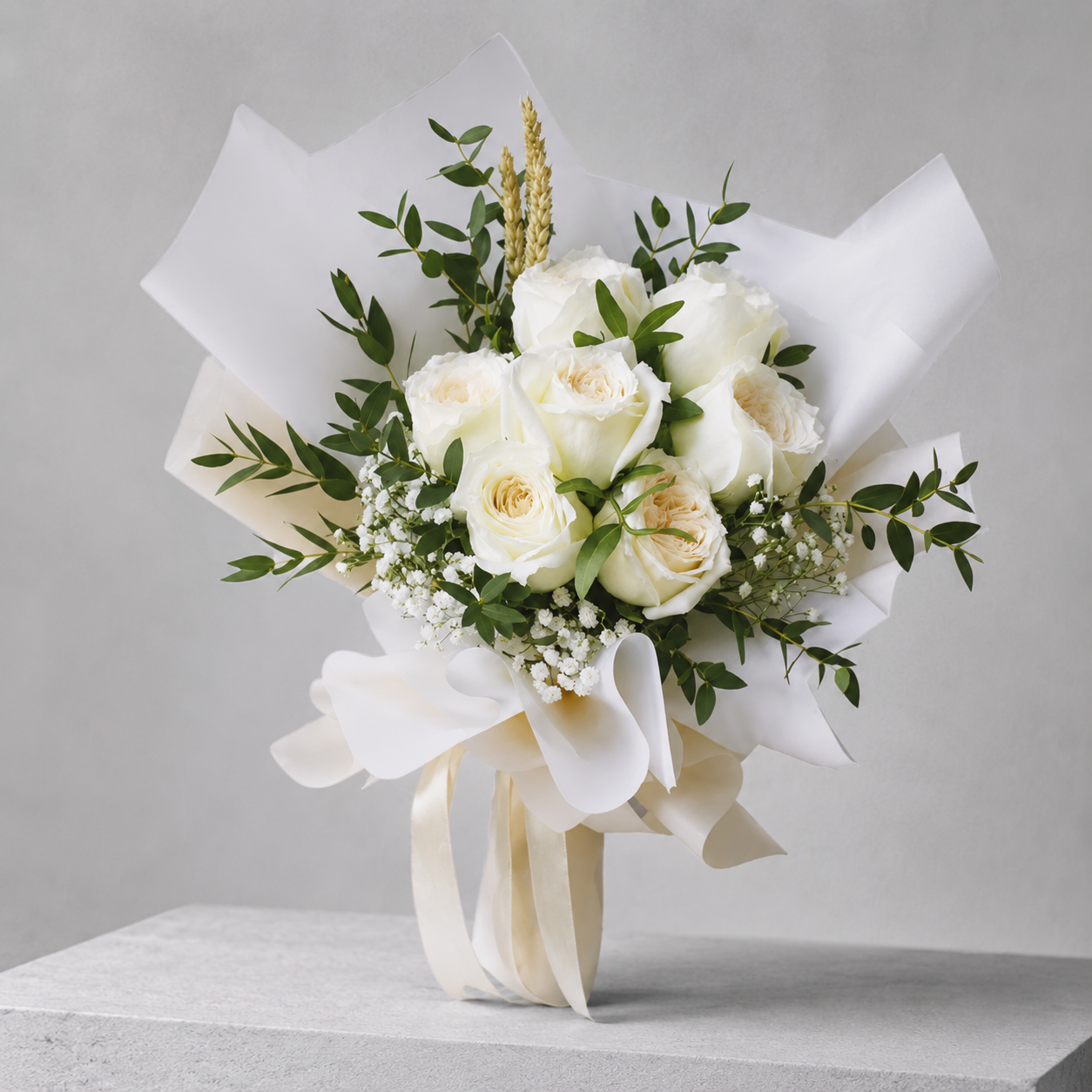 7 White Roses Bouquet
