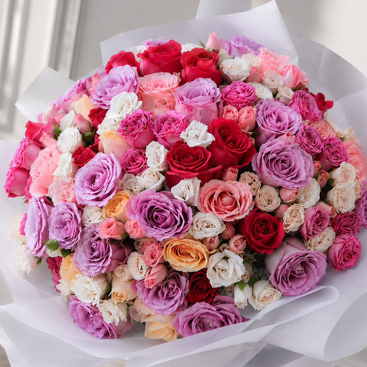 Bouquet of 80 Multicolor Roses – Perfect for Grand Occasions