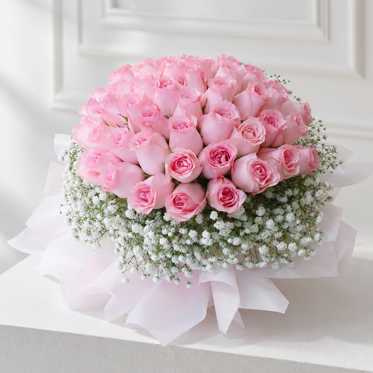 Bunch of 50 Baby Pink Roses