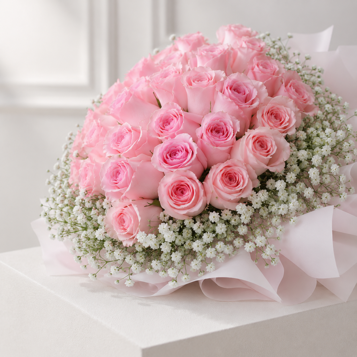 Bunch of 50 Baby Pink Roses