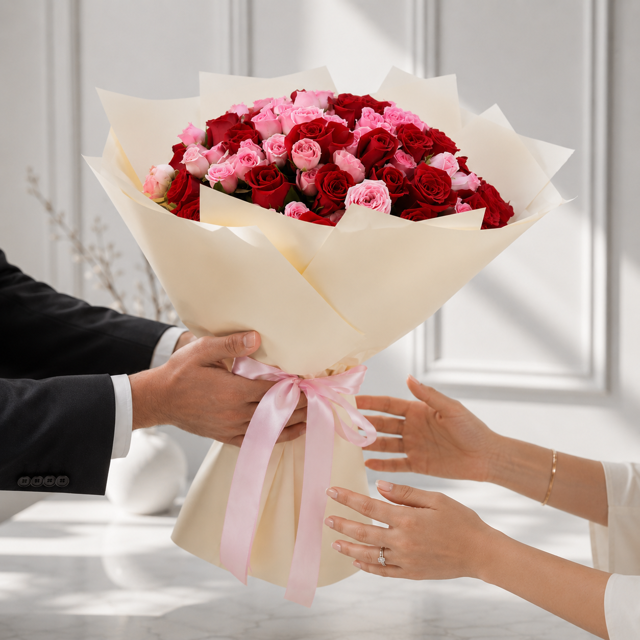 Blush & Passion Rose Bouquet