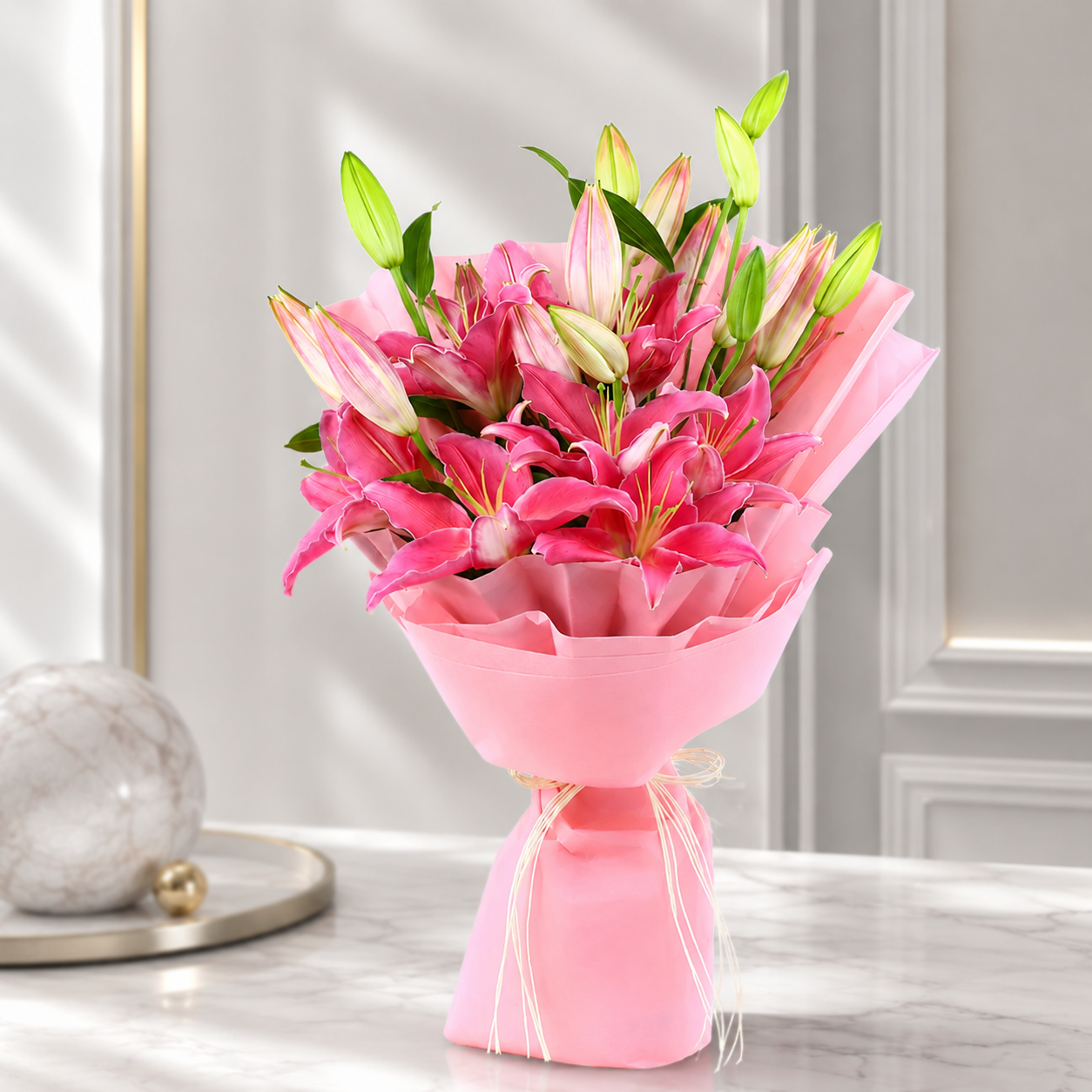 Blushing Charm Pink Lily Bouquet