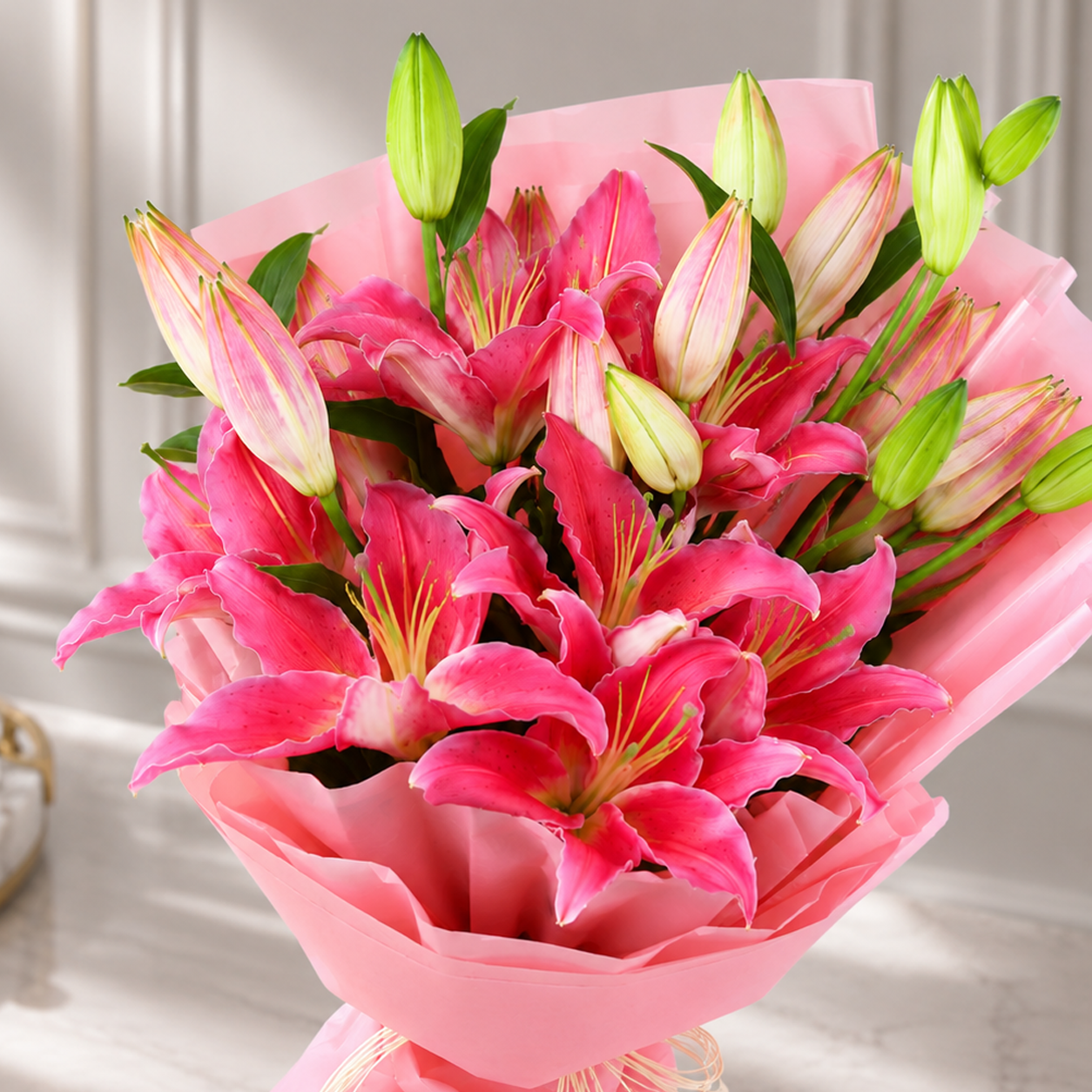 Blushing Charm Pink Lily Bouquet