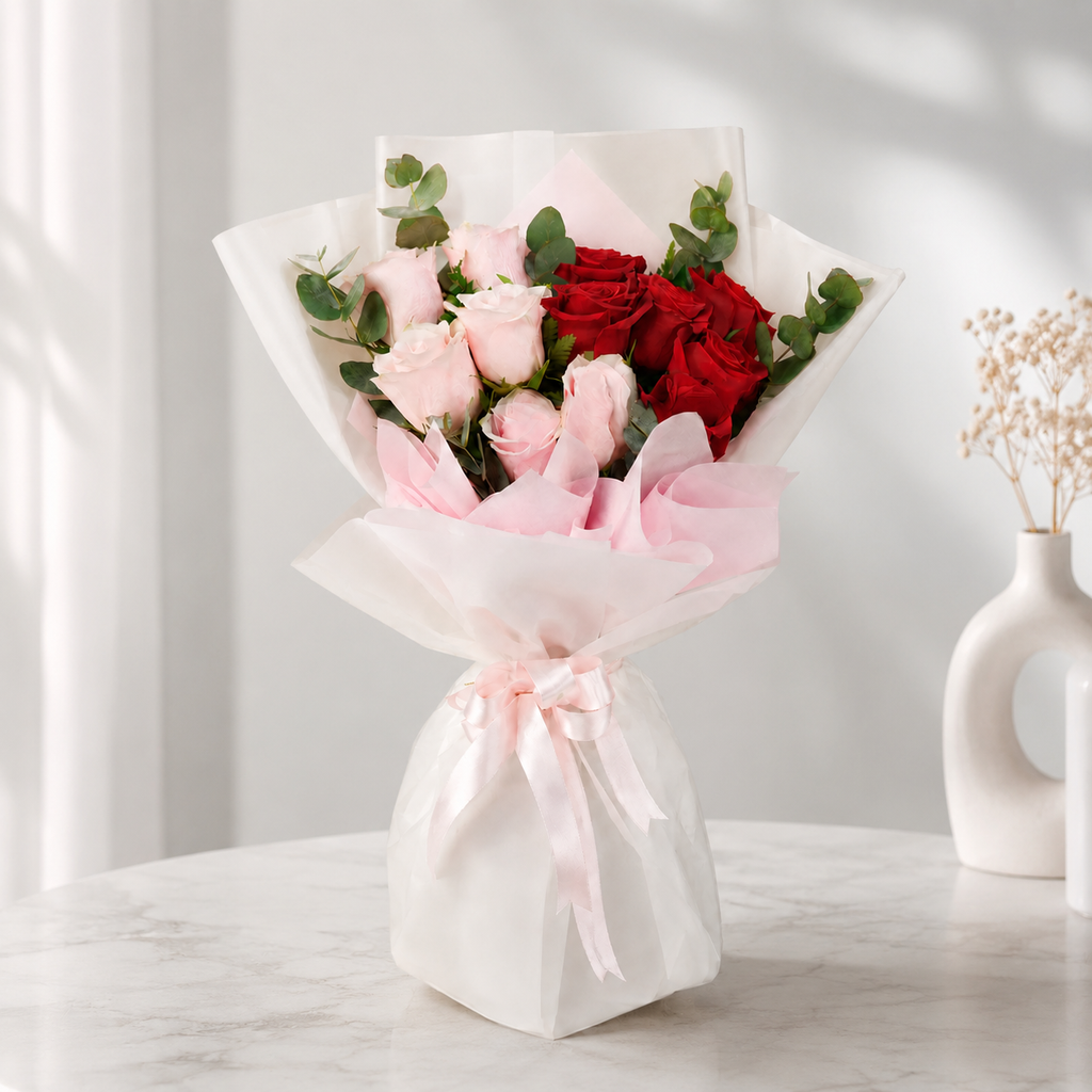 Classy Pink & Red Rose Bouquet
