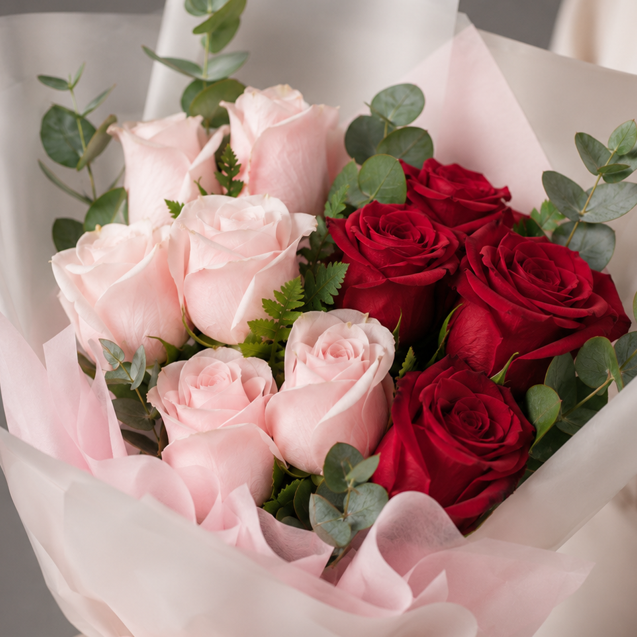 Classy Pink & Red Rose Bouquet