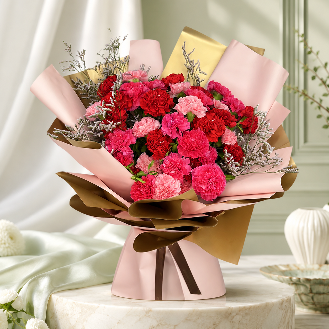 Carnation Crush – Red & Pink Vibes Bouquet