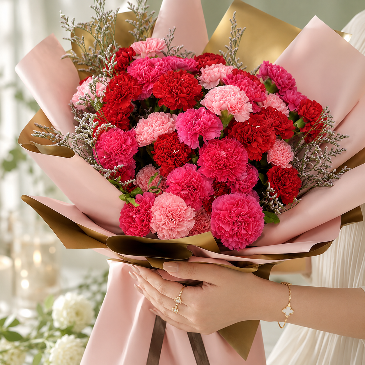 Carnation Crush – Red & Pink Vibes Bouquet