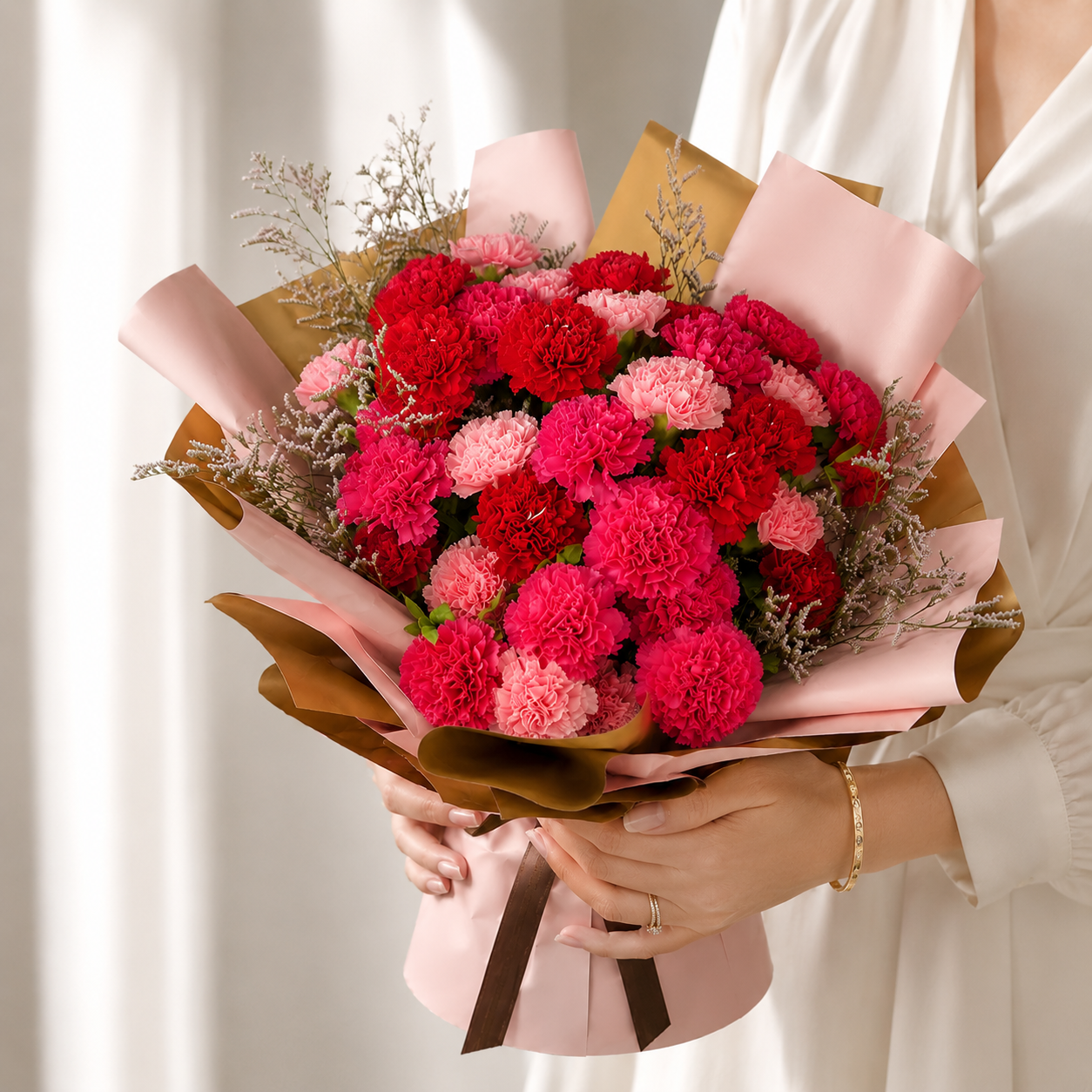 Carnation Crush – Red & Pink Vibes Bouquet