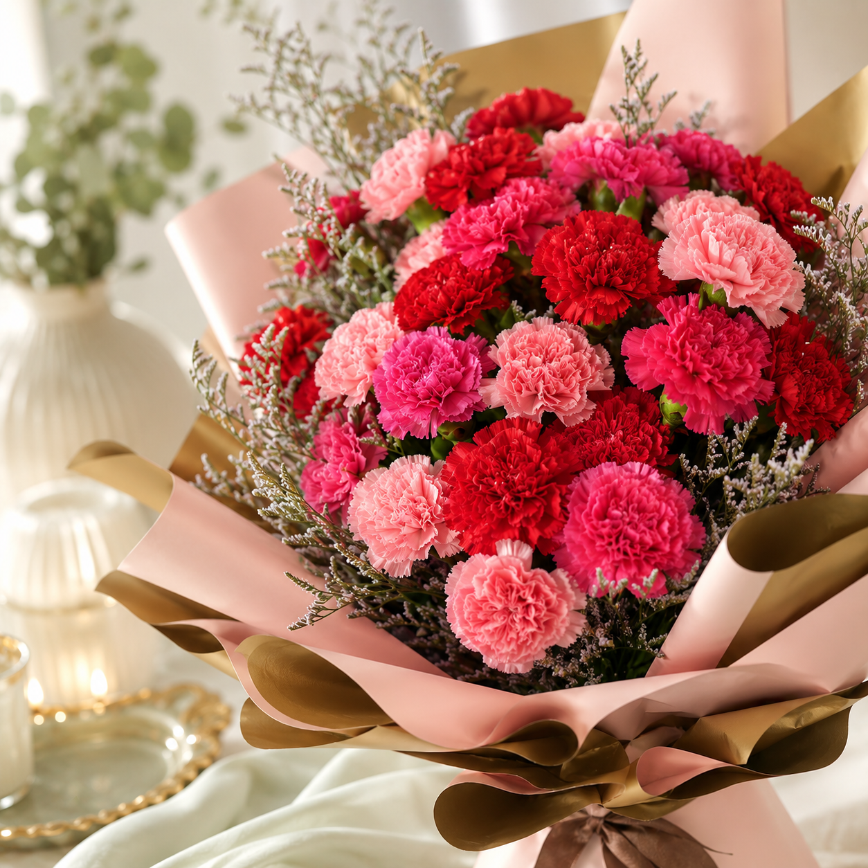 Carnation Crush – Red & Pink Vibes Bouquet