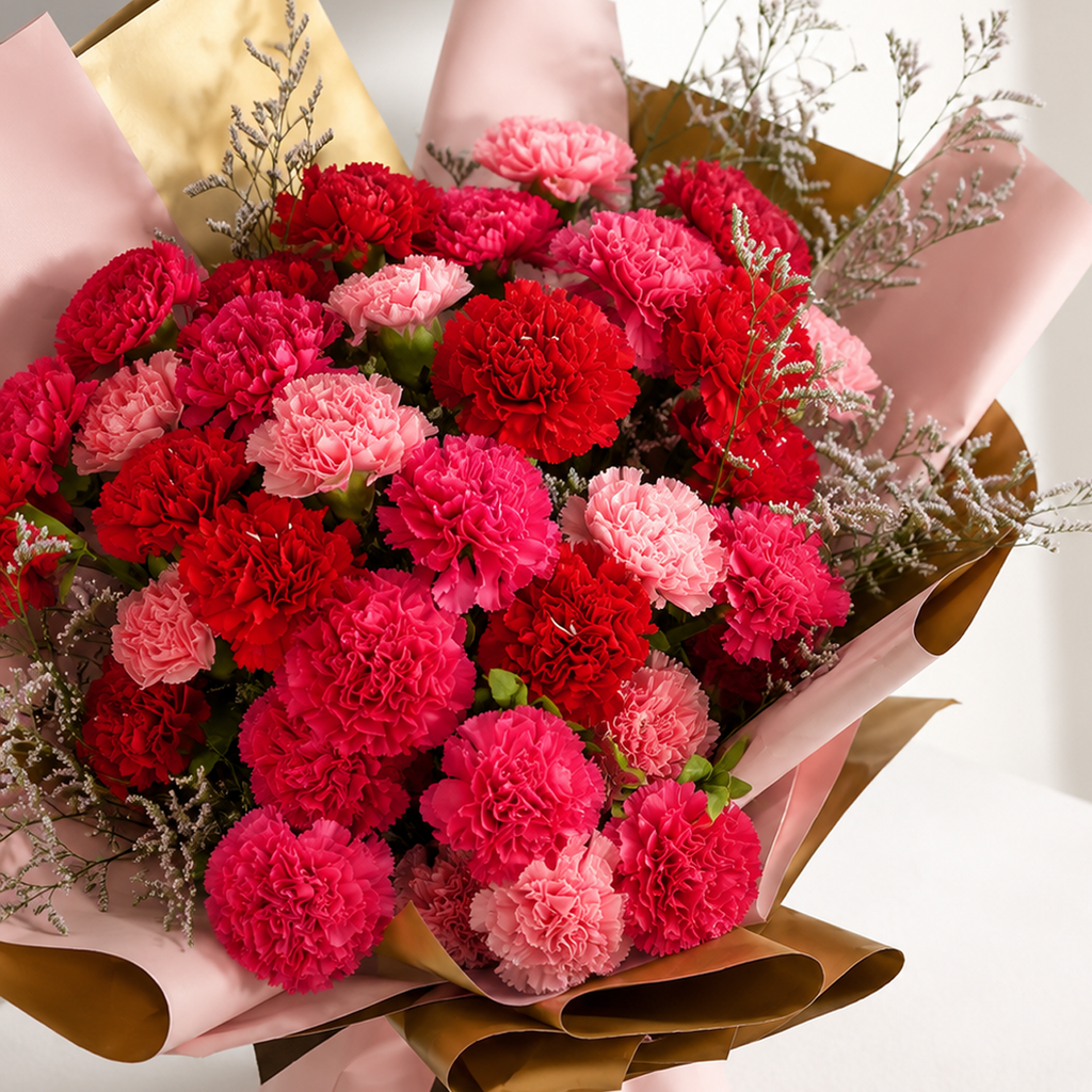Carnation Crush – Red & Pink Vibes Bouquet