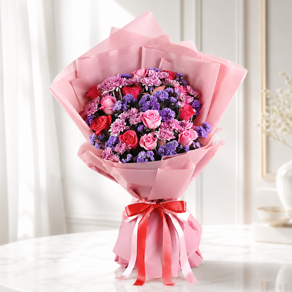 Euphoria Pink Rose & Chrysanthemum Arrangement