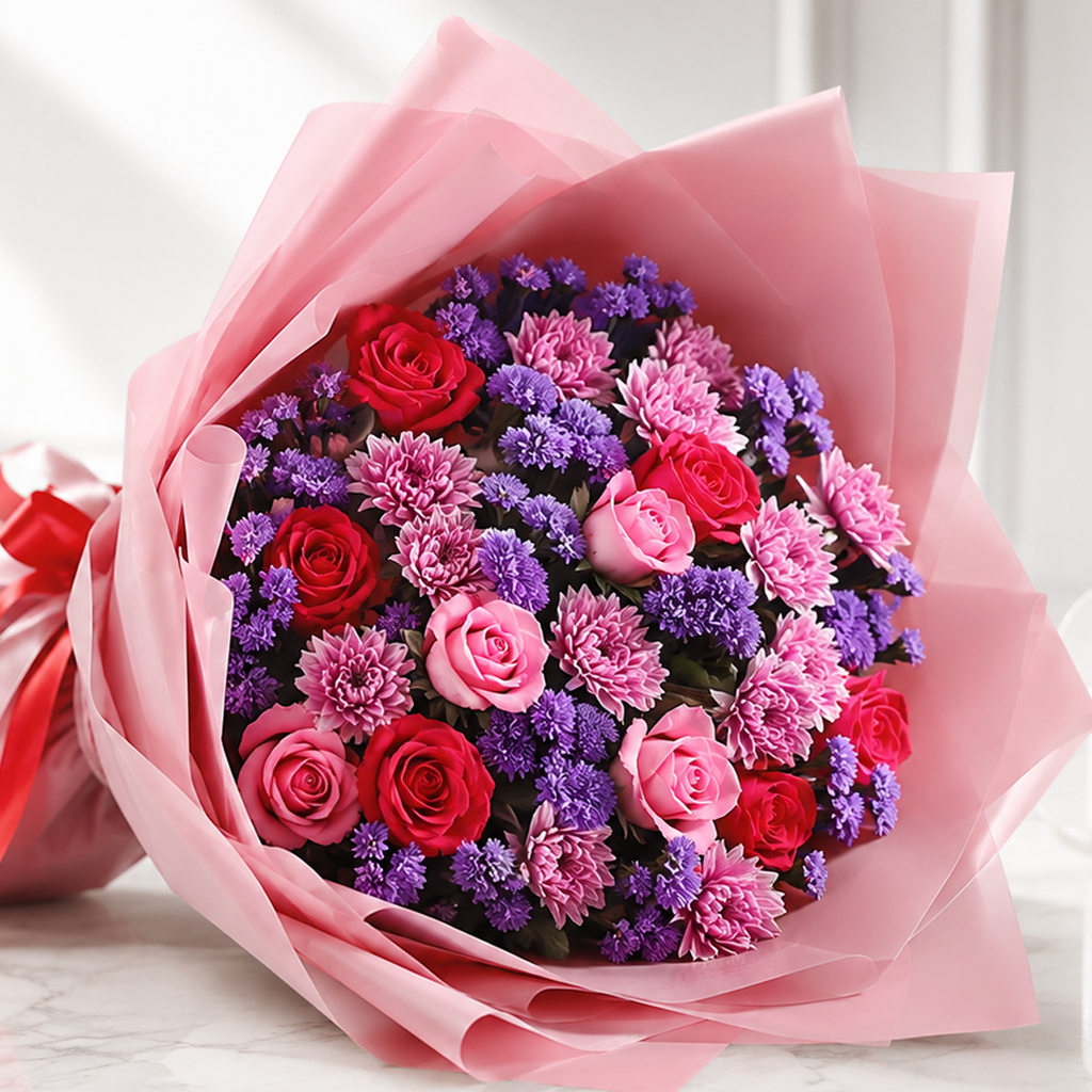 Euphoria Pink Rose & Chrysanthemum Arrangement