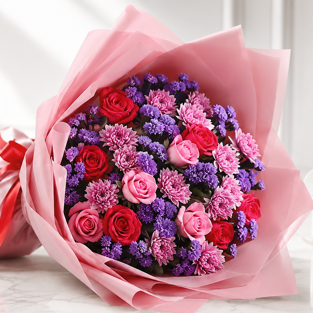 Euphoria Pink Rose & Chrysanthemum Arrangement