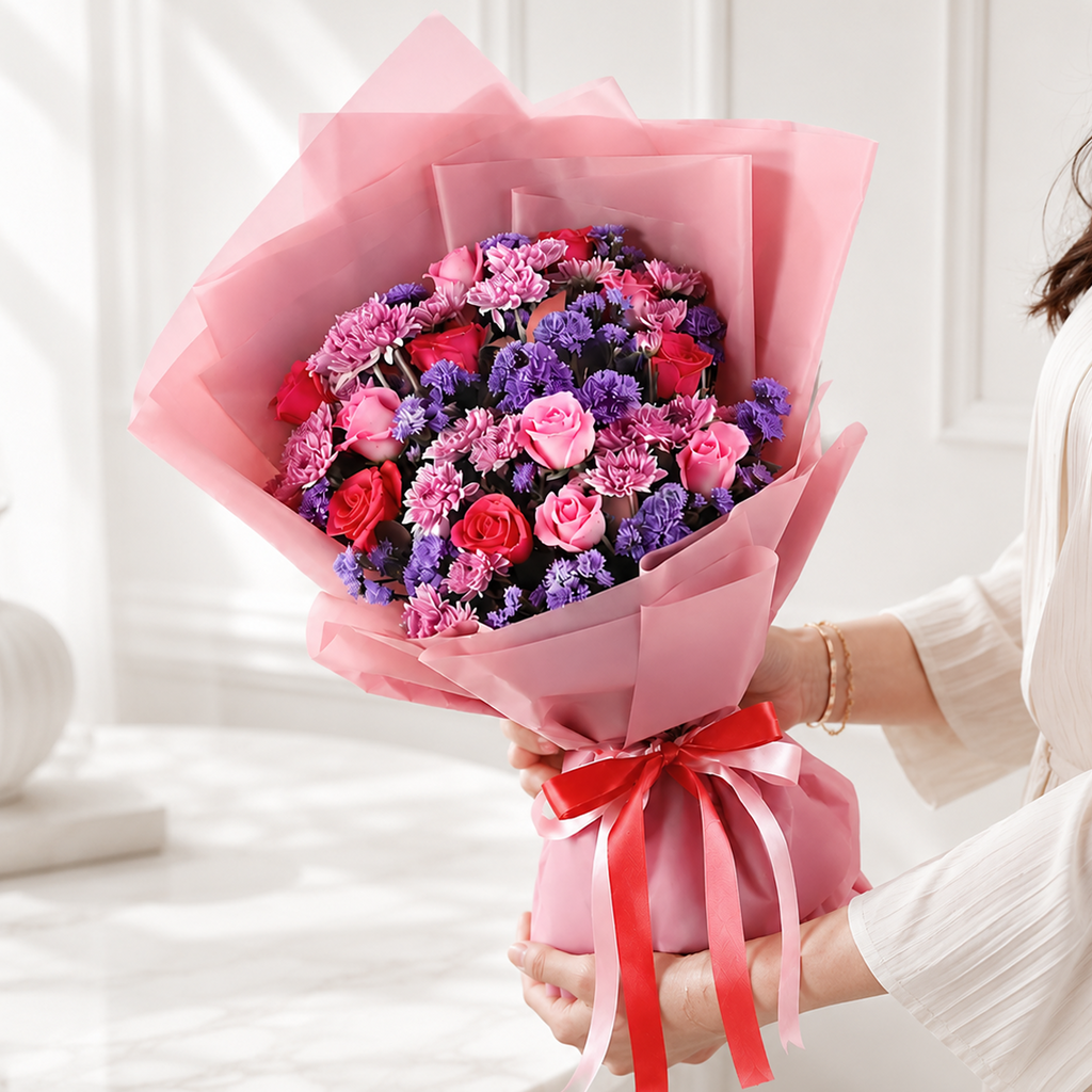 Euphoria Pink Rose & Chrysanthemum Arrangement