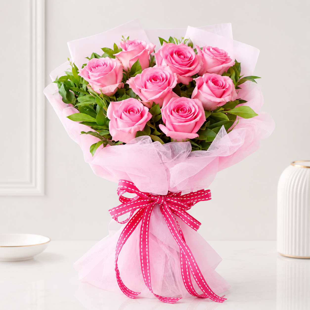 Elegant Pink Roses Bouquet