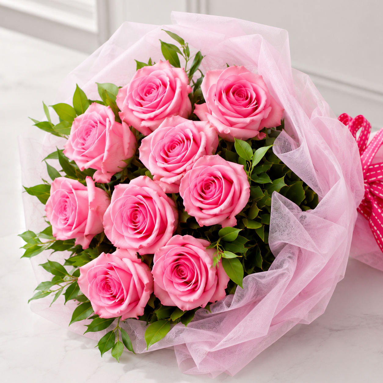 Elegant Pink Roses Bouquet