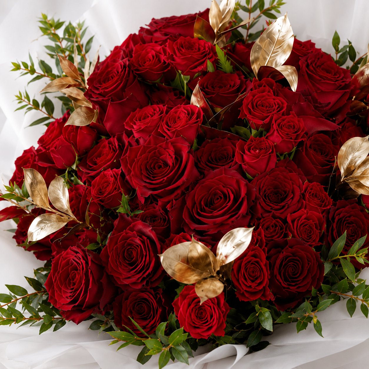 Golden Blush Red Roses Bouquet