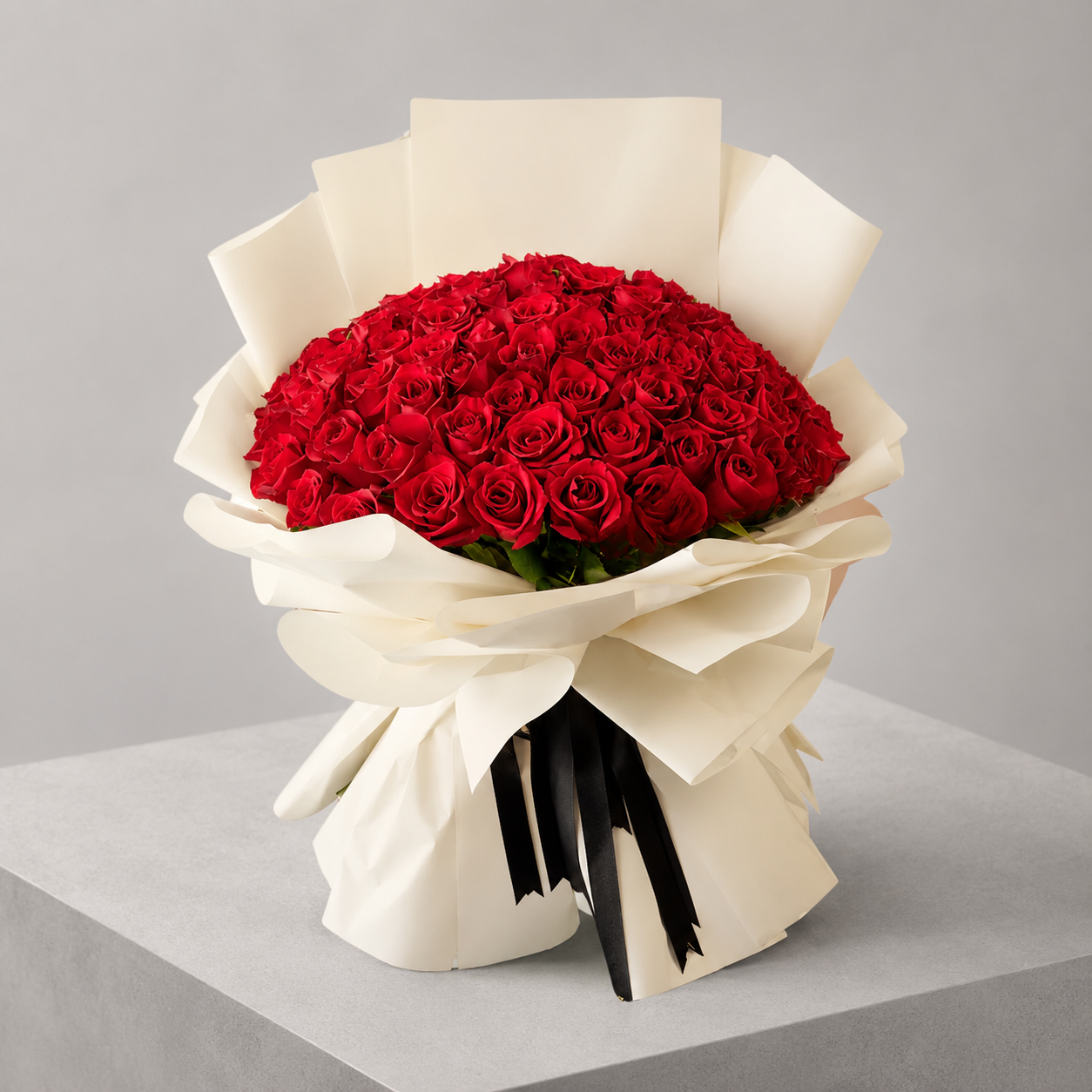 Modern Passion: 100 Red Roses Bouquet