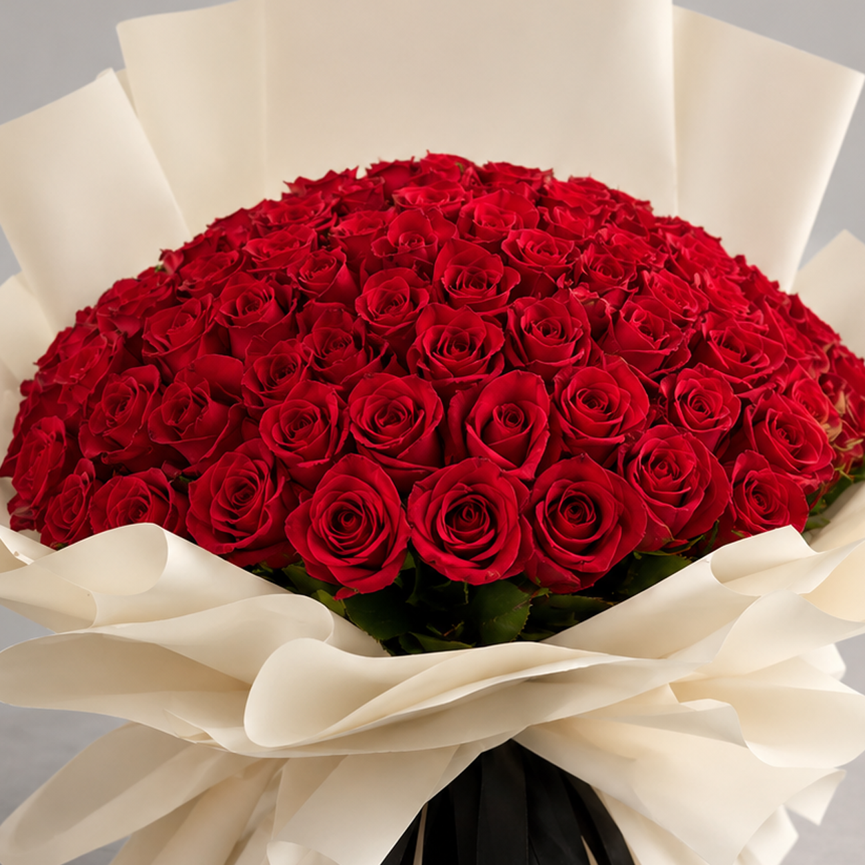 Modern Passion: 100 Red Roses Bouquet