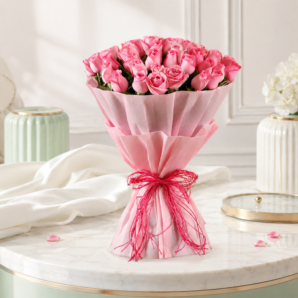 Pink Rose Bouquet - 50 Stems