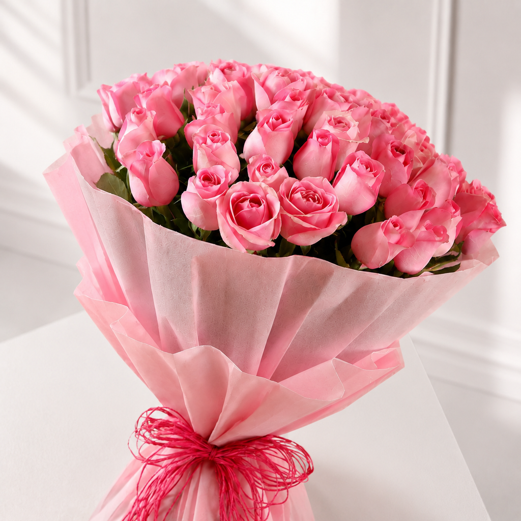 Pink Rose Bouquet - 50 Stems