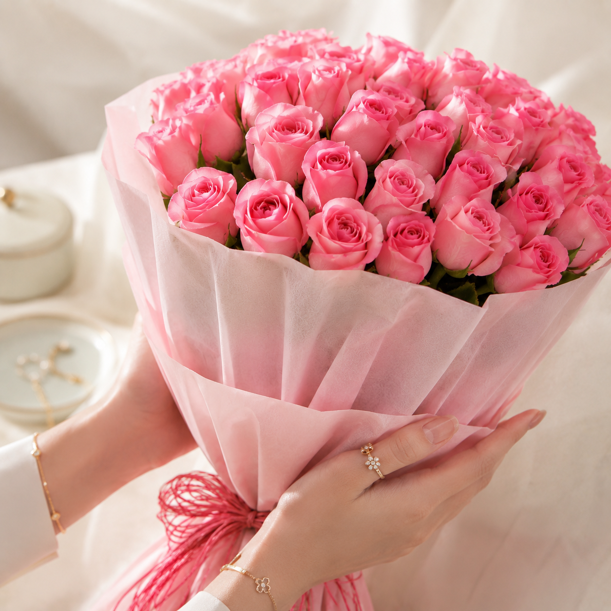 Pink Rose Bouquet - 50 Stems