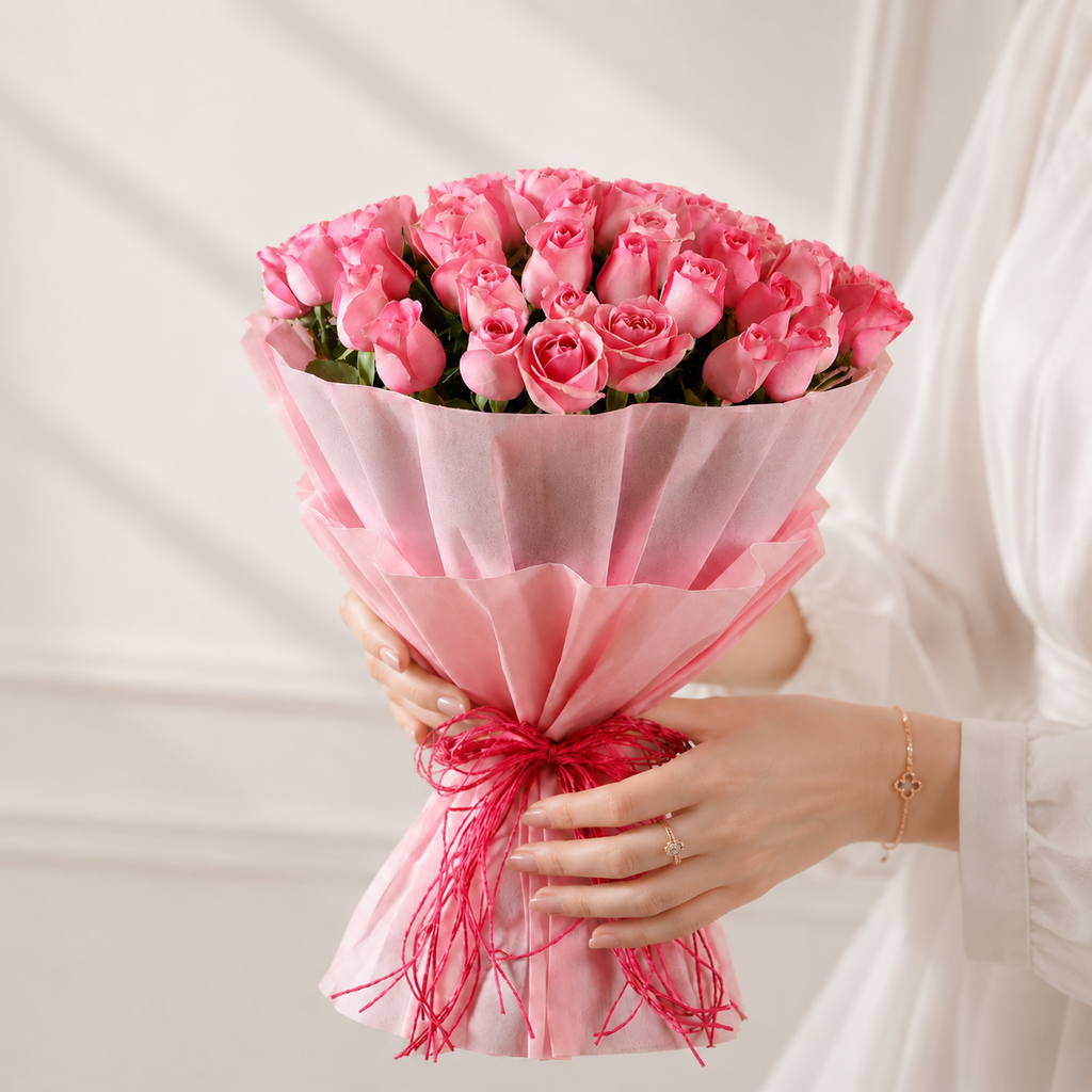 Pink Rose Bouquet - 50 Stems