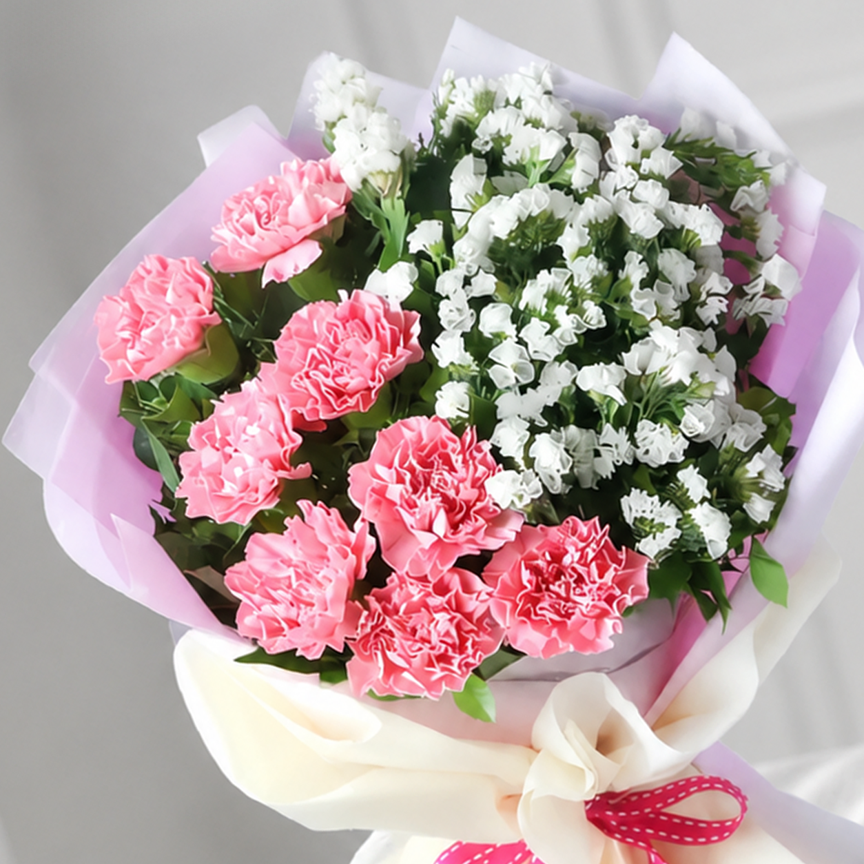 Pink carnation with White Fillers Bouquet