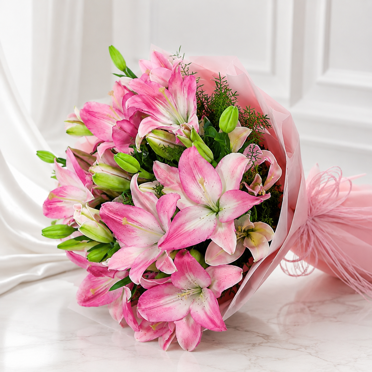 Pink Lily Bouquet for Celebrations