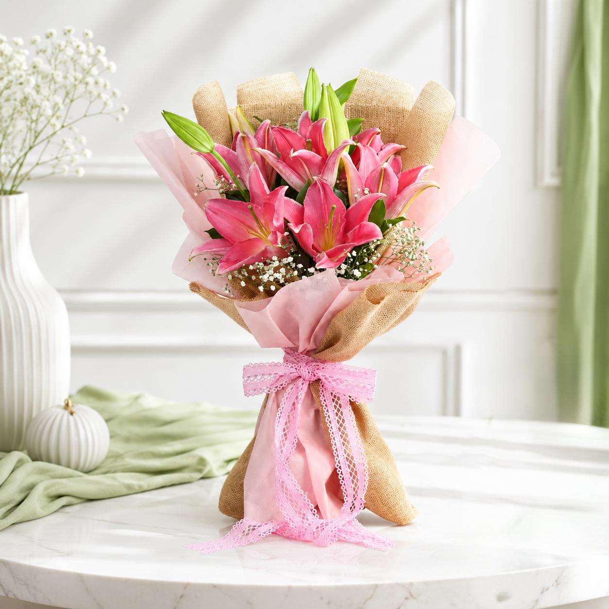 Blushing Lovely Pink Lily Bouquet