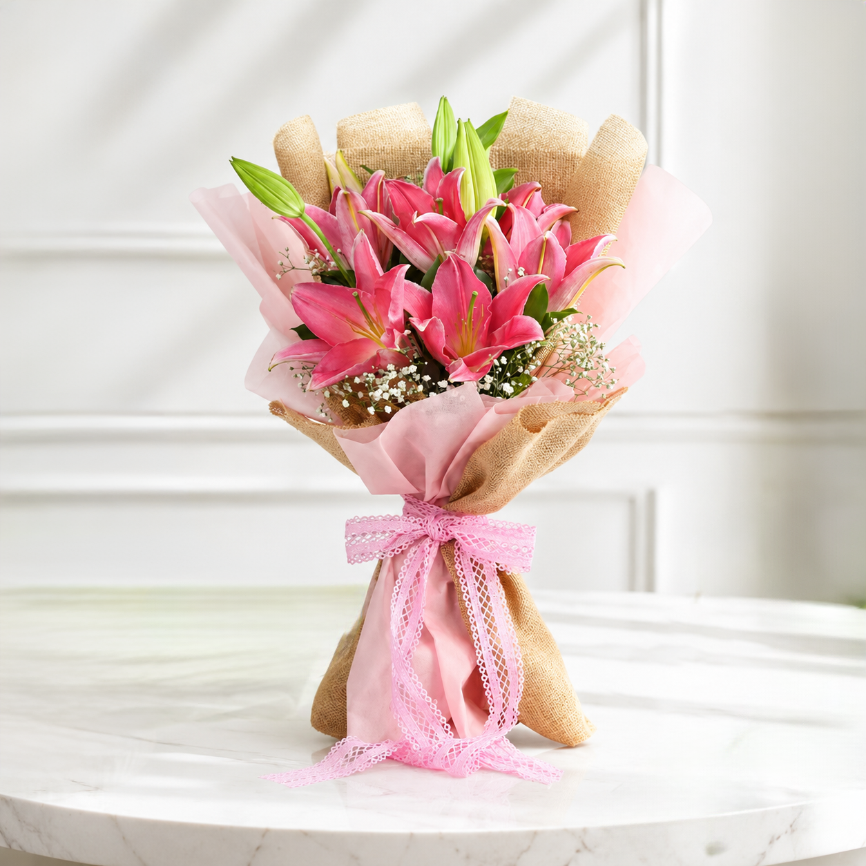 Blushing Lovely Pink Lily Bouquet