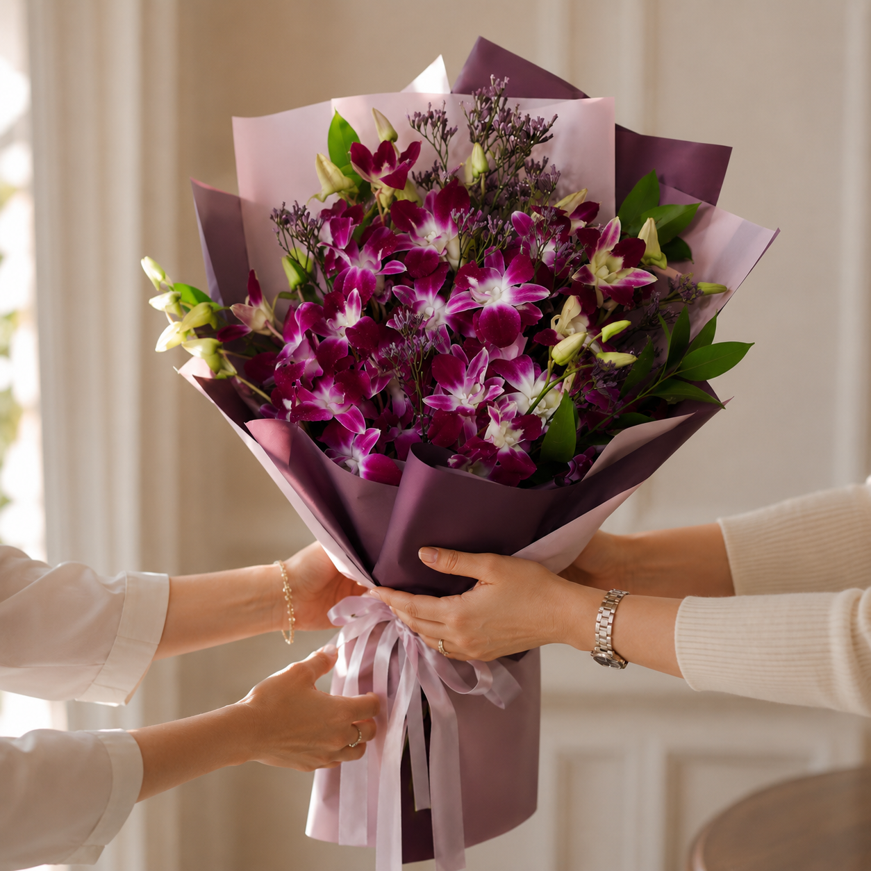 Purple Orchid Romance Bouquet