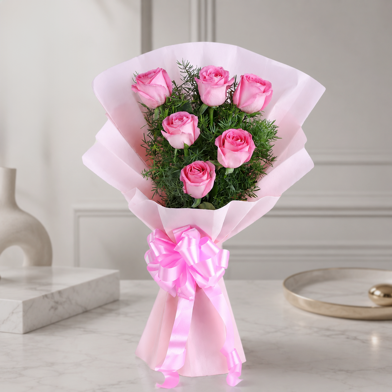 Pink Rose Bouquet – 6 stems
