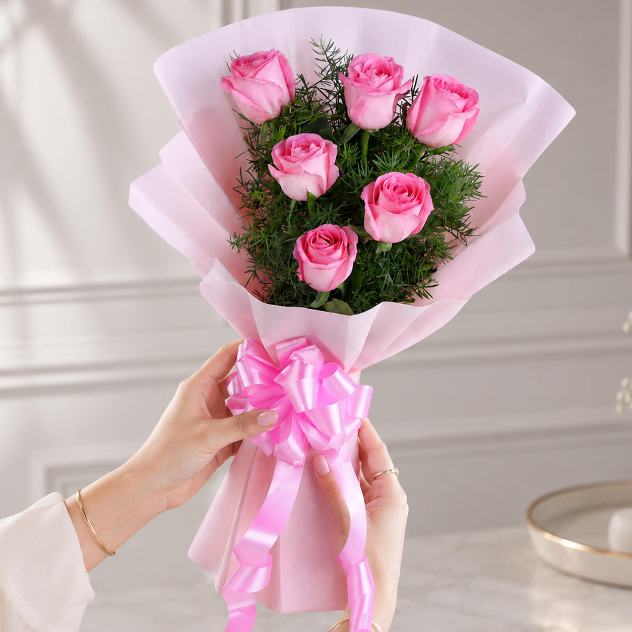 Pink Rose Bouquet – 6 stems
