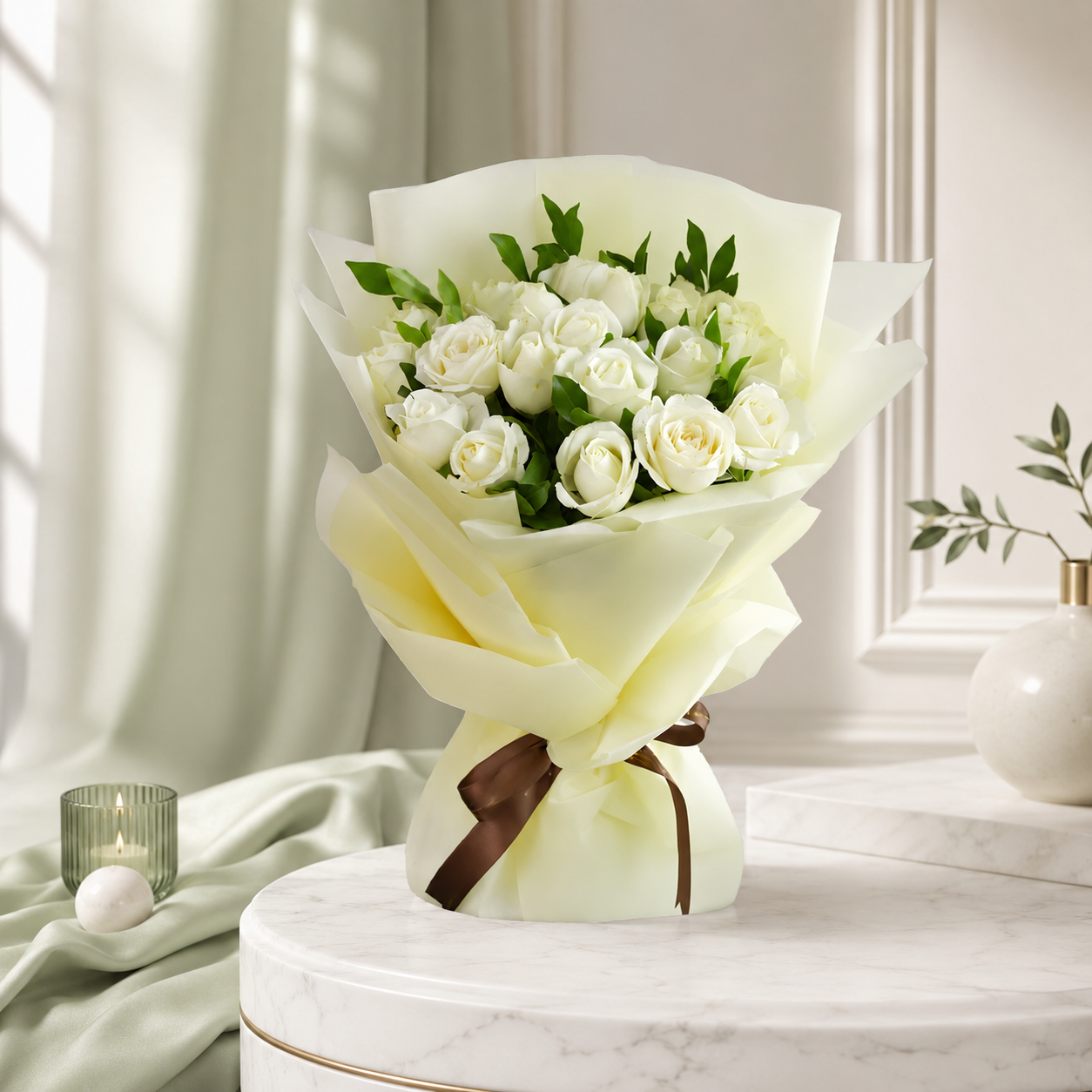 Pure White Roses Bouquet