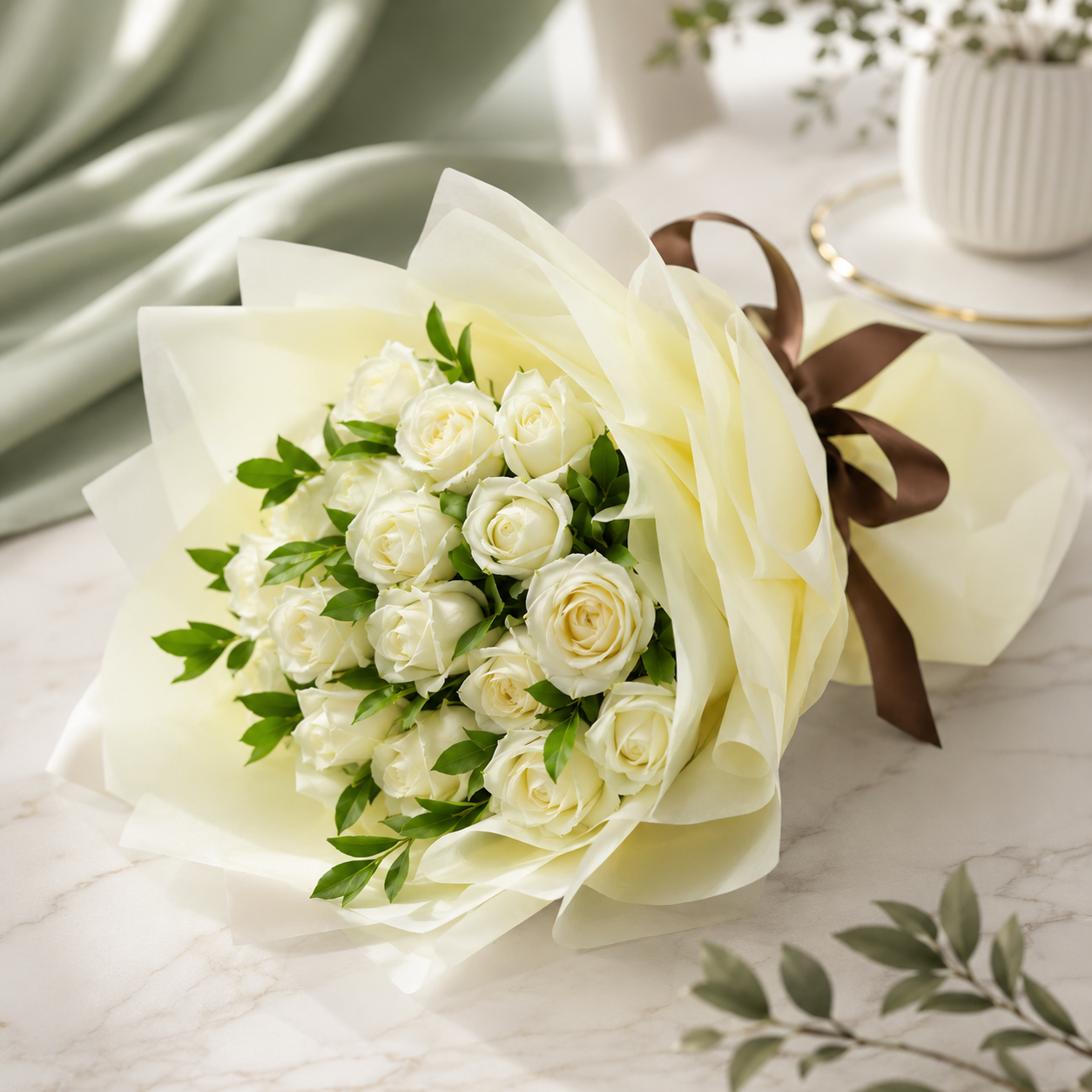Pure White Roses Bouquet