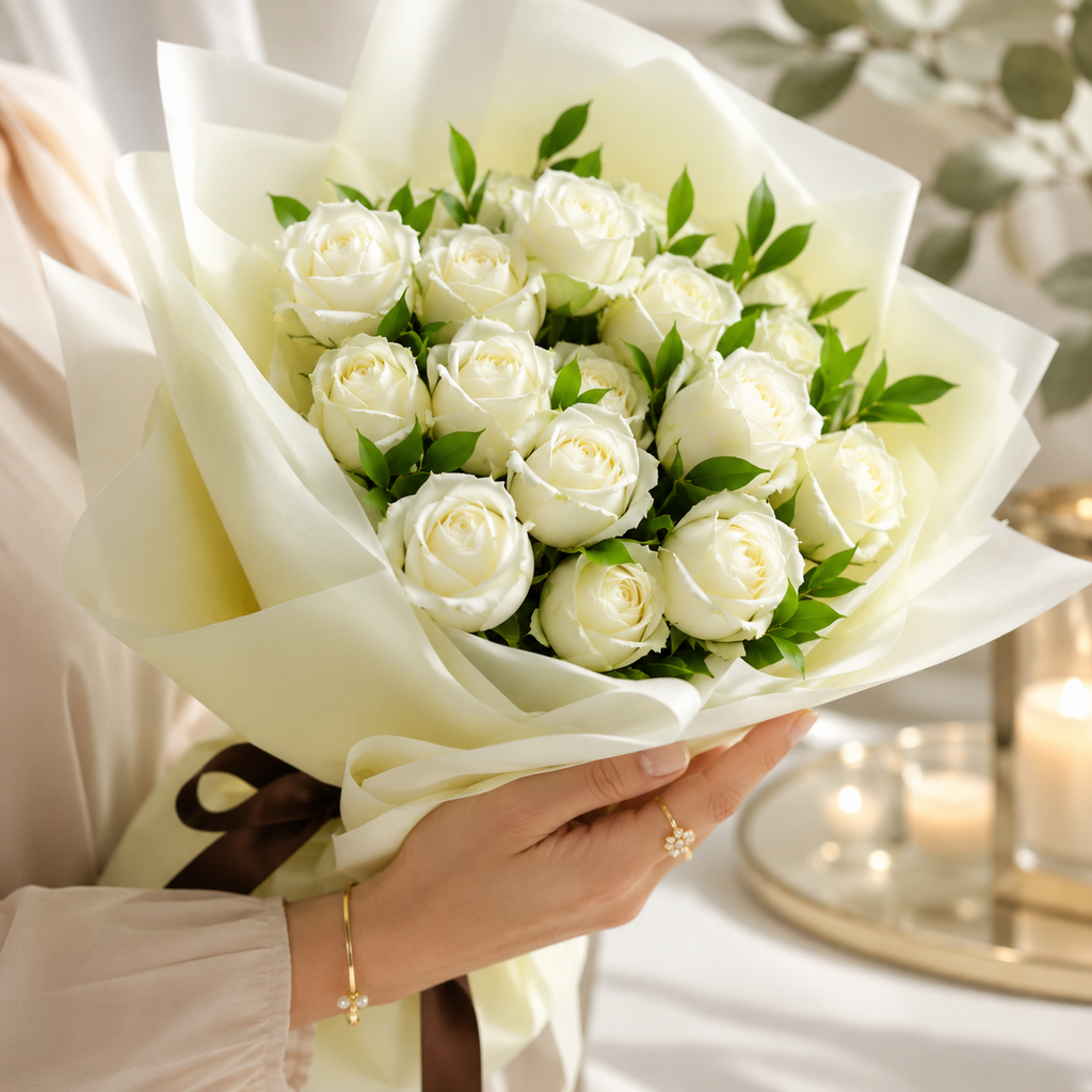 Pure White Roses Bouquet