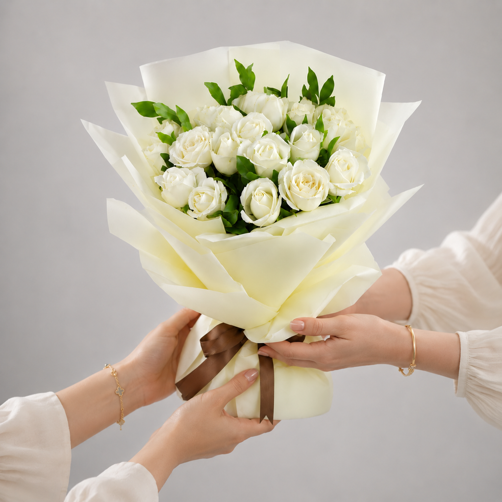 Pure White Roses Bouquet