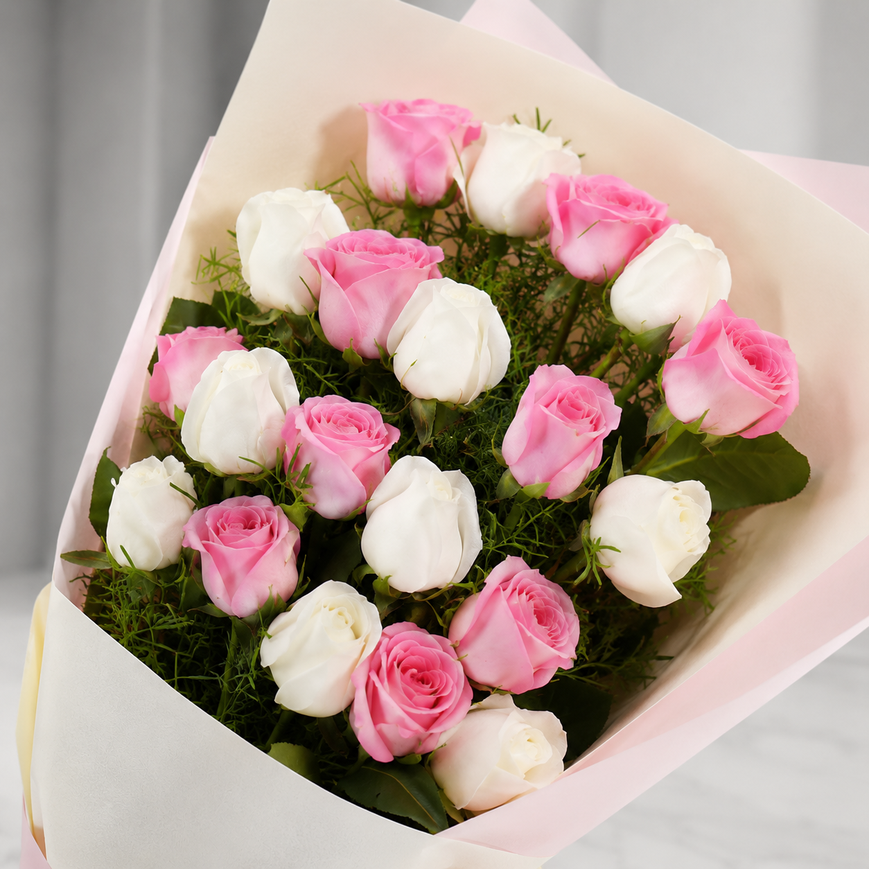 Pink and White Roses Bouquet