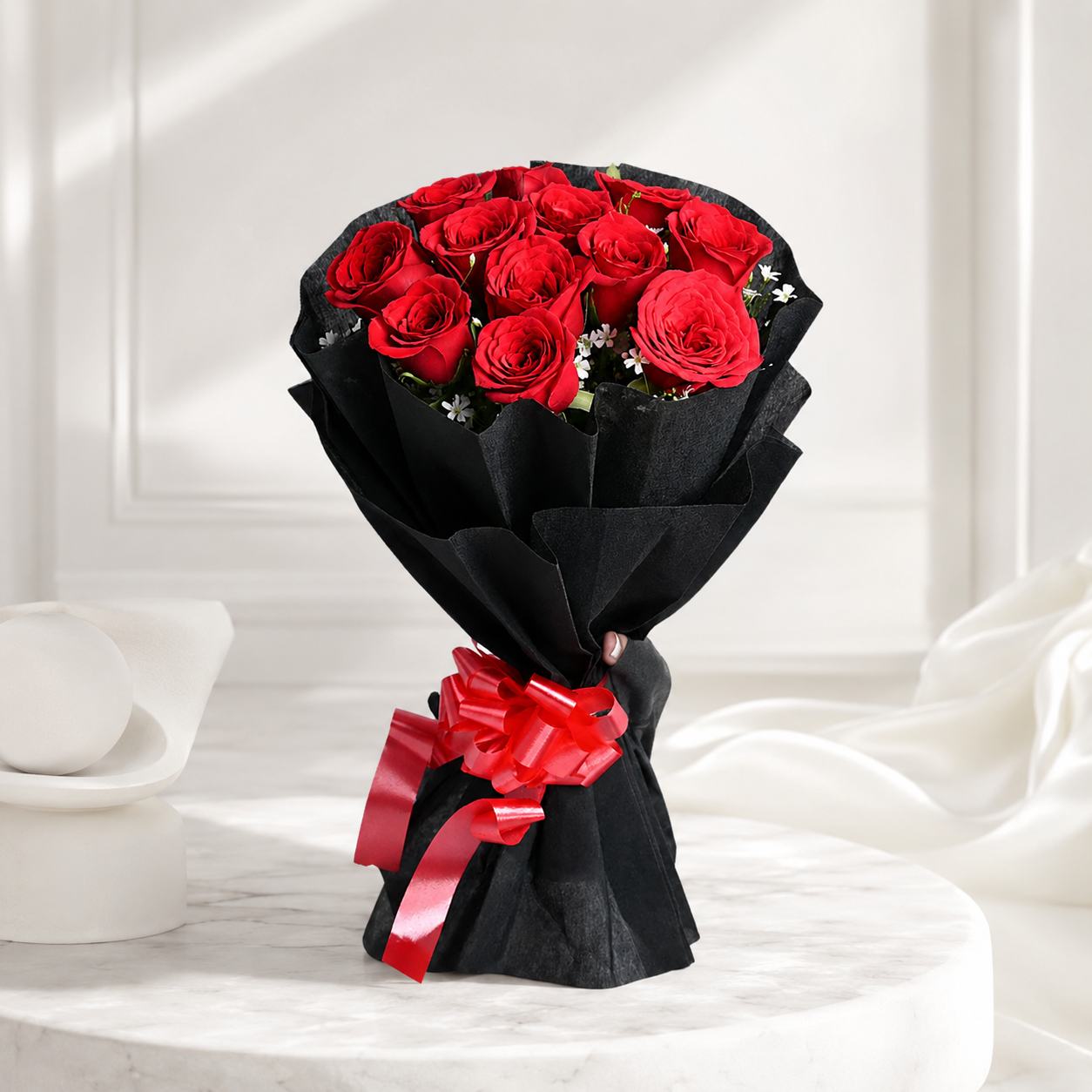 Romantic 12 Red Rose Bouquet